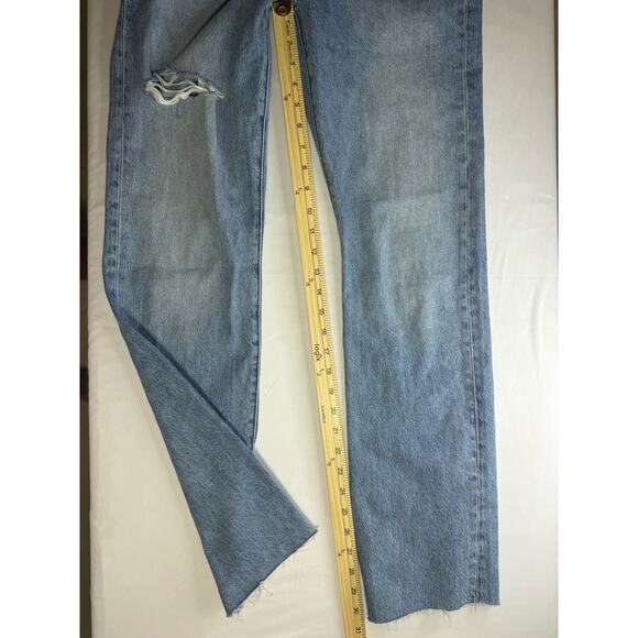 Madewell The 90s Straight Light Wash Jeans Distressed Hem Streetwear Size 24 NWT - Picture 10 of 13